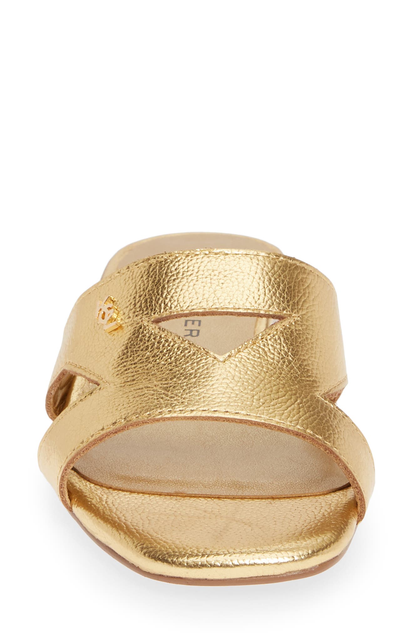 Odina Cutout Slide Sandal, Alternate, color, GOLD LEATHER