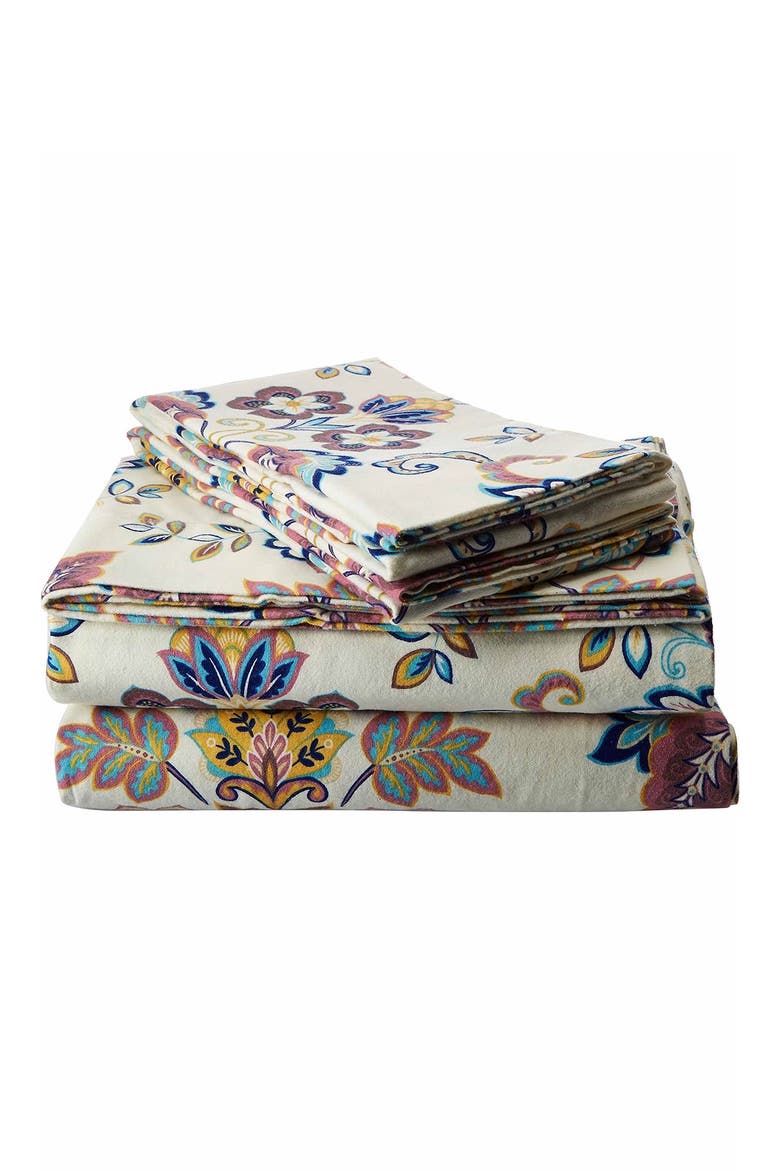 Abstract Paisley Cotton Flannel Sheet Set, Main, color, MULTI MARIGOLD