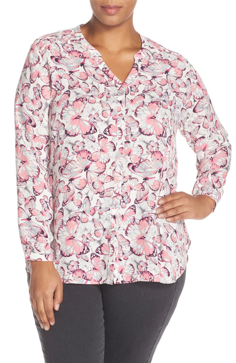 Sejour Pintuck Shoulder Print Blouse, Main, color,