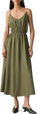 Theory Smocked Sleeveless Midi Dress