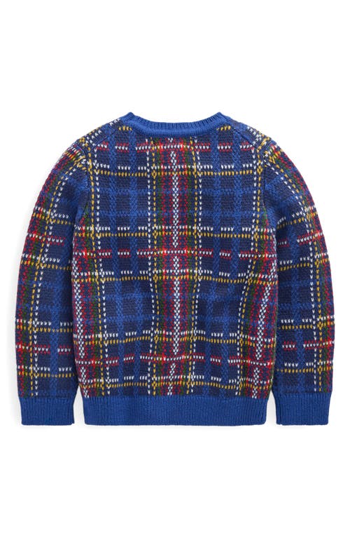 Boden Kids' Plaid Sweater In Blue