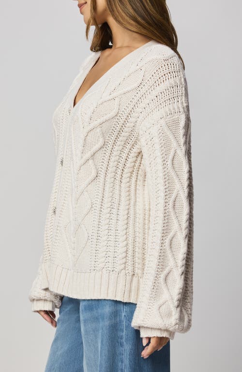 Splendid Harlow Hearts Rhinestone Cable Stitch Cardigan In Pink