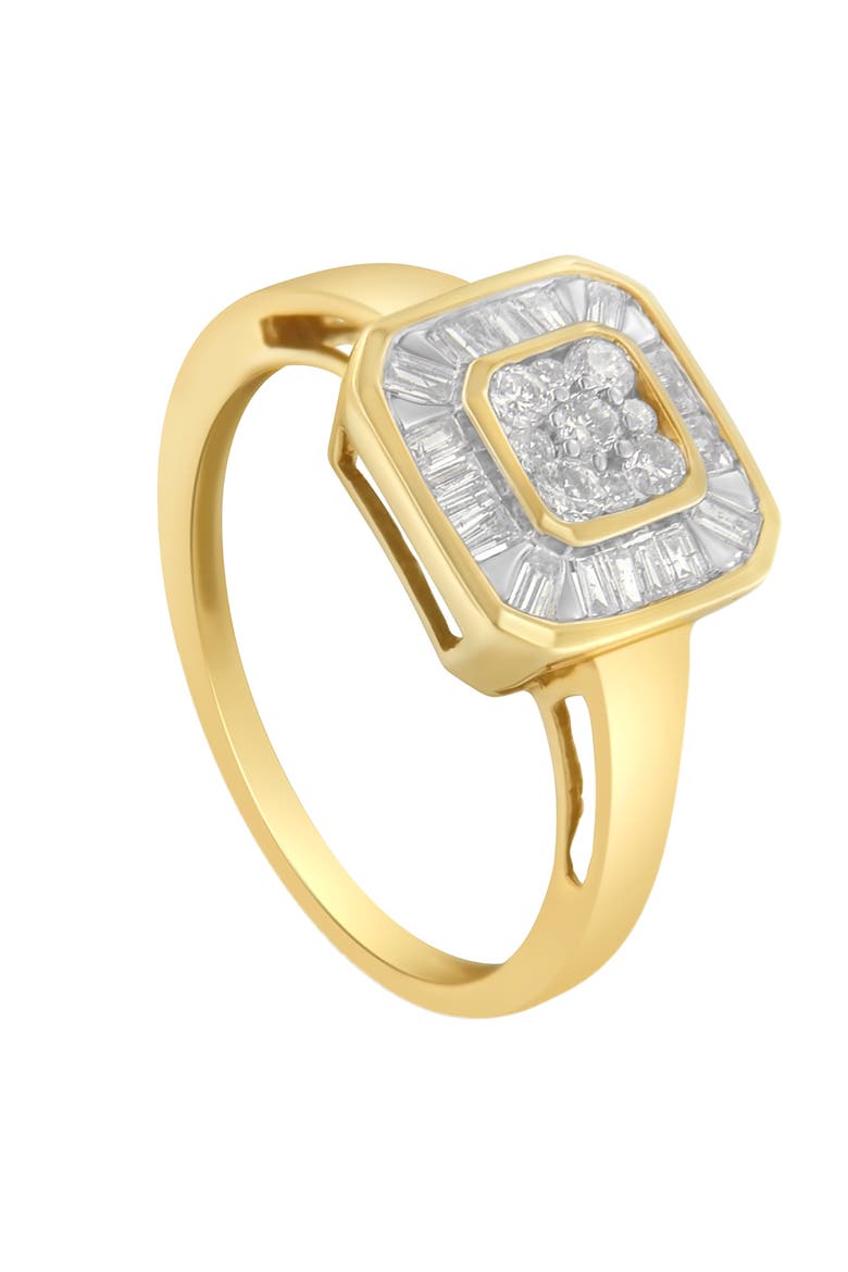 10K Yellow Gold 1/2 Cttw Diamond Square Cocktail Ring, Alternate, color, Yellow Gold