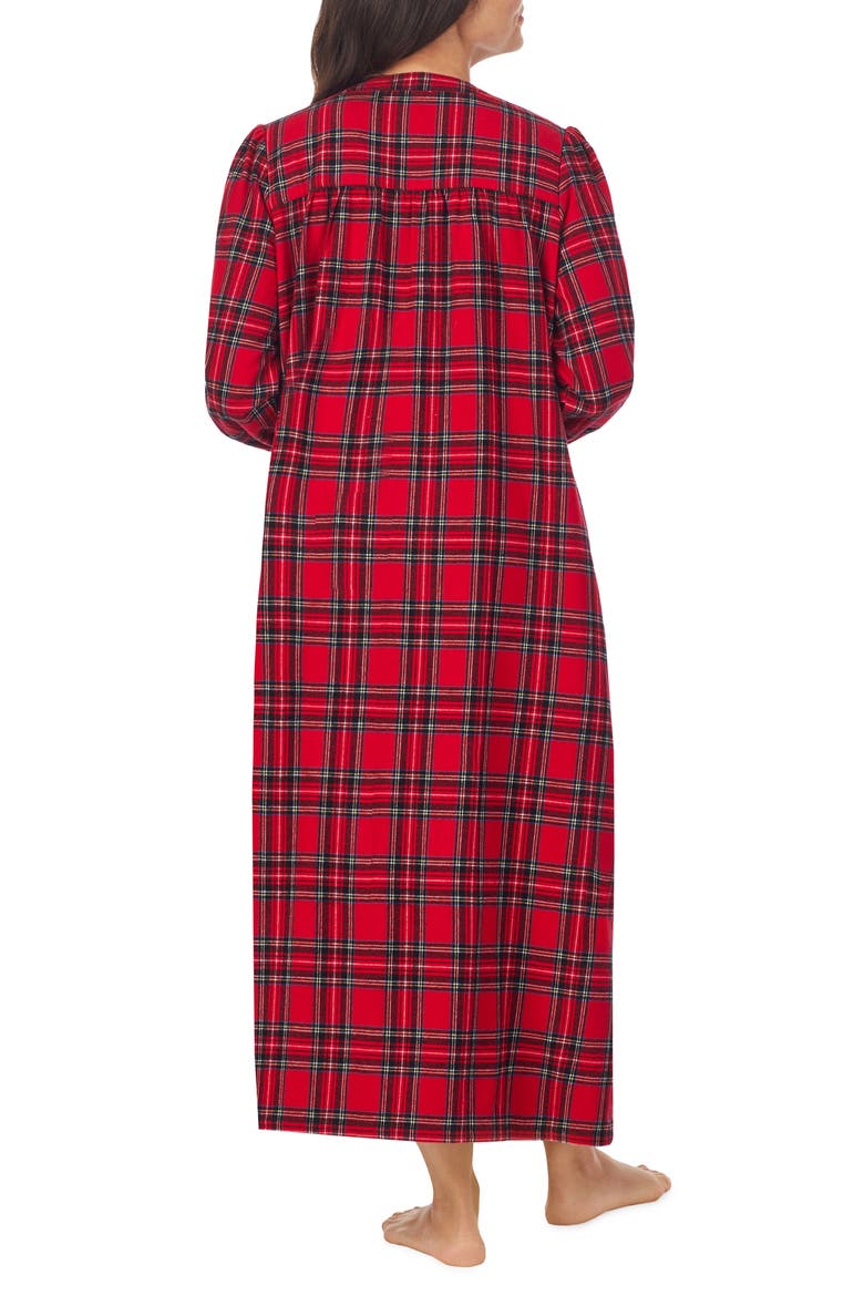 Ballet Long Sleeve Flannel Nightgown, Alternate, color, RED PLAID