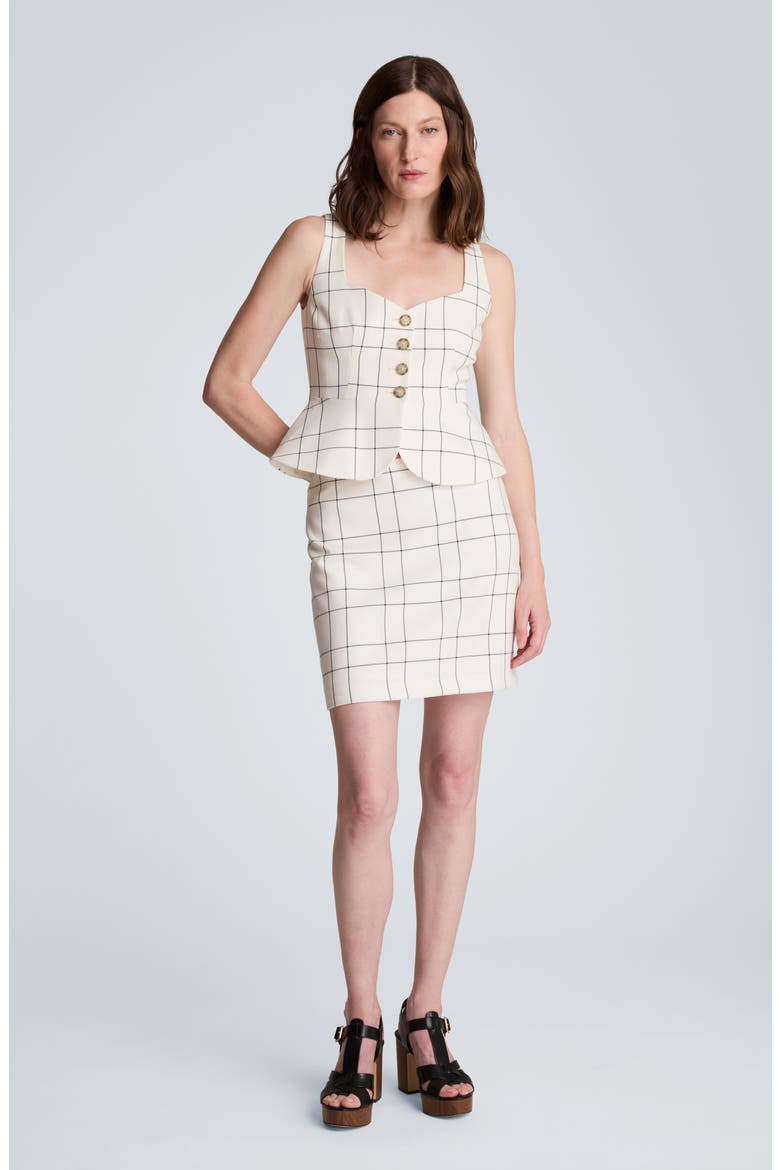 Windowpane Plaid Miniskirt, Alternate, color, FEATHER WHITE/ BLACK