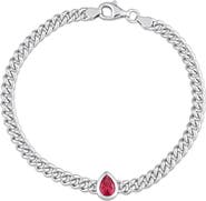 DELMAR Sterling Silver & Lab-Grown Ruby Curb Link Bracelet