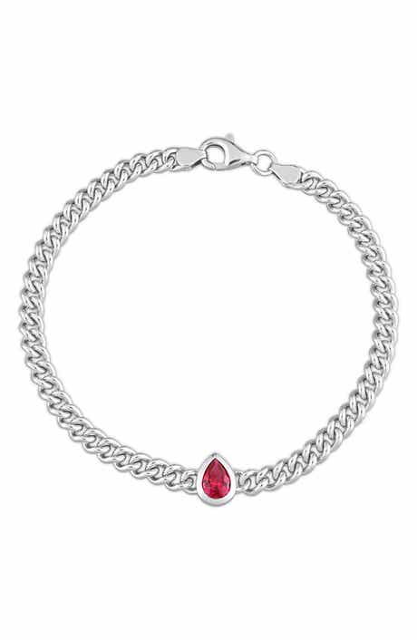 Sterling Silver & Lab-Grown Ruby Curb Link Bracelet