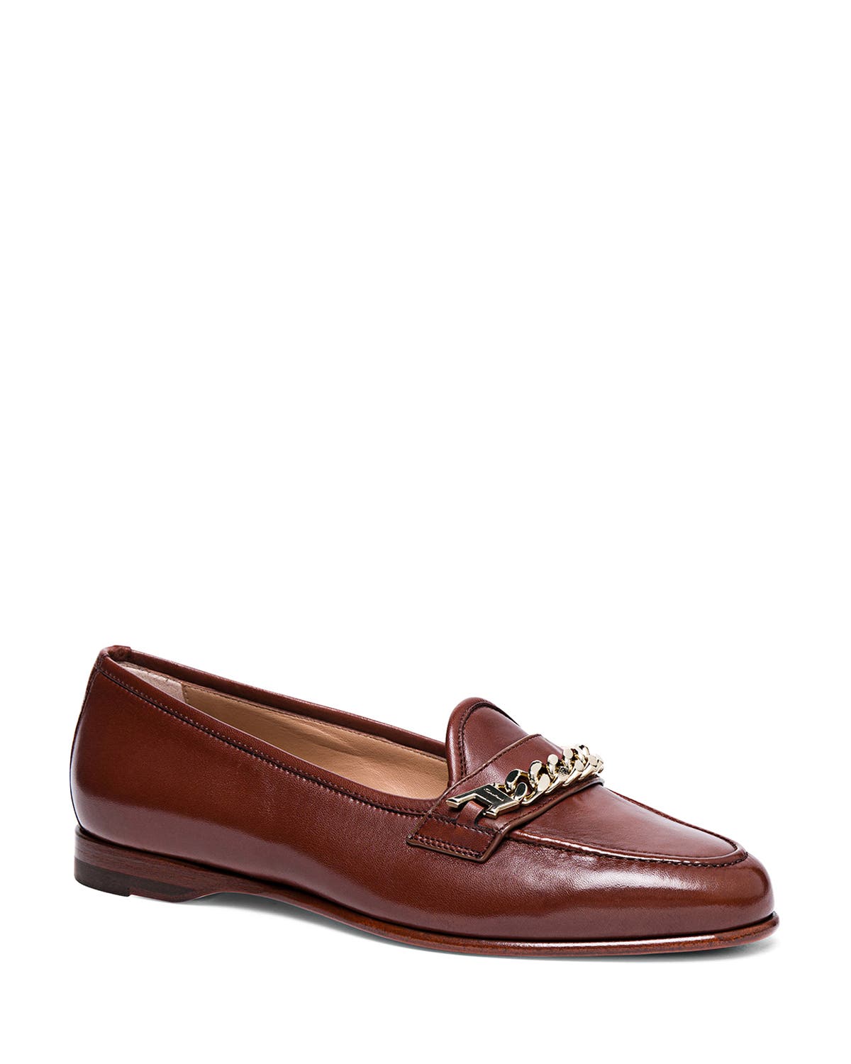 Santoni Women's leather Andrea loafer, Alternate, color, Brown
