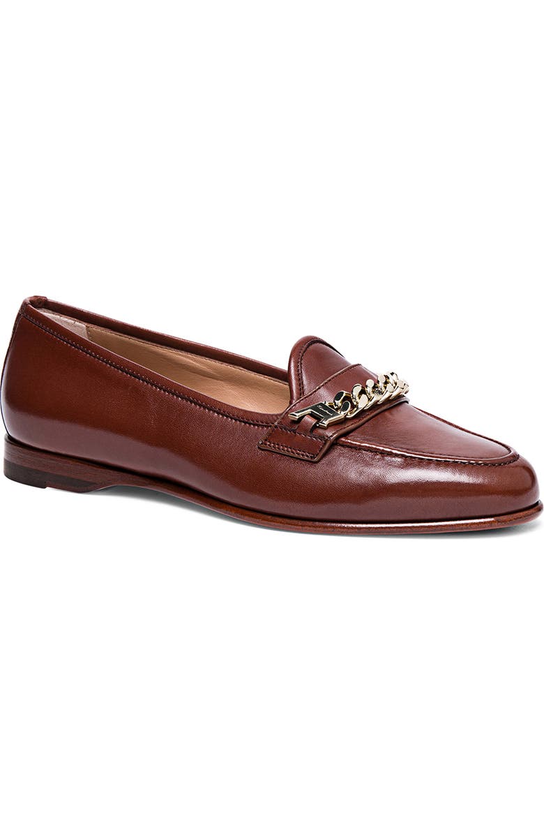 Santoni Women's leather Andrea loafer, Alternate, color, Brown