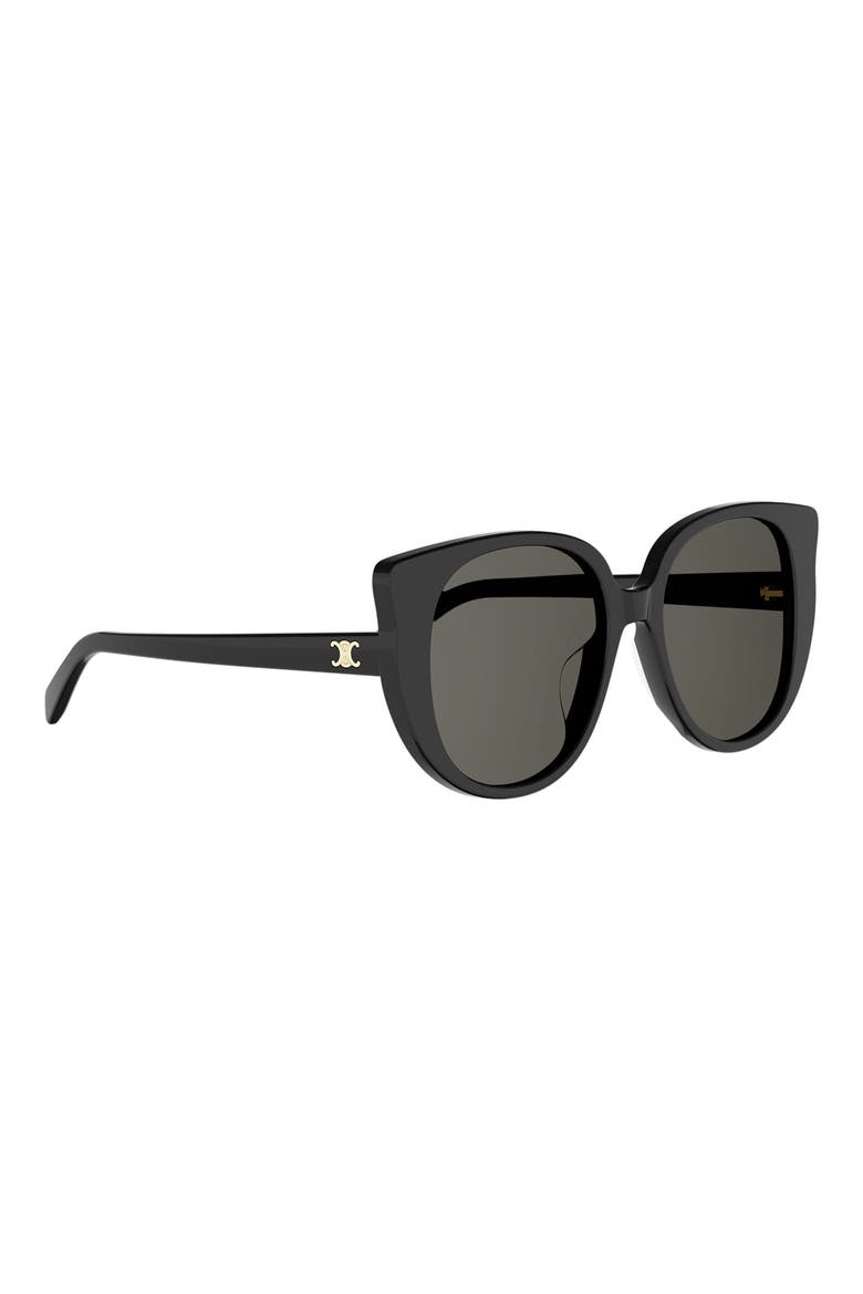 Triomphe Mini 55mm Butterfly Sunglasses, Alternate, color, SHINY BLACK / SMOKE