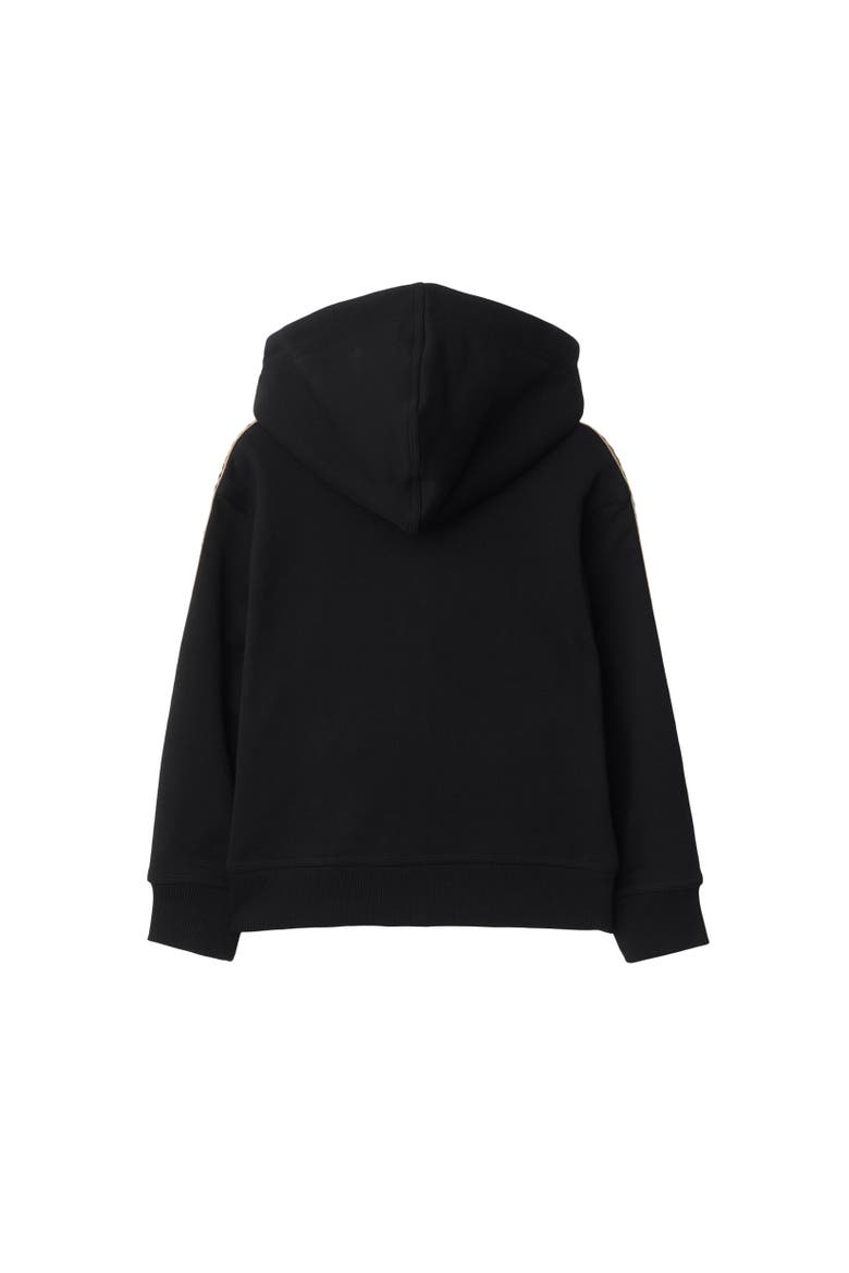 Check Trim Cotton Zip Hoodie, Alternate, color, Black
