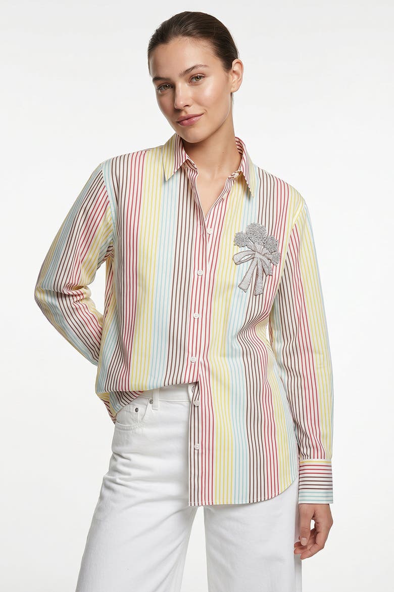 Fauve Long Sleeve Embroidered Cuffed Shirt, Alternate, color, Multi Color