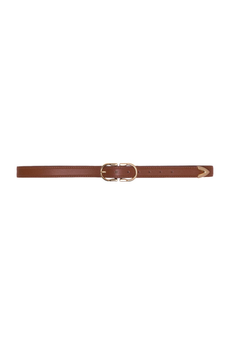 Double-buckle leather belt, Main, color, Camel