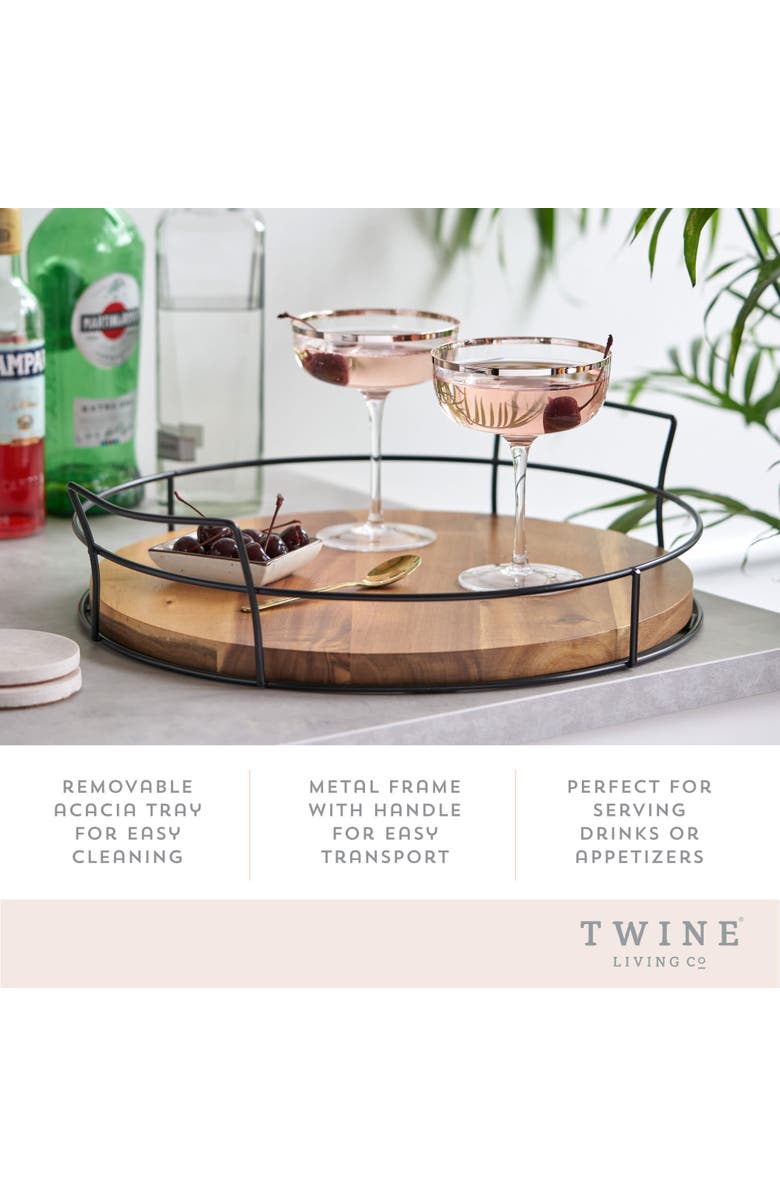 TWINE Modern Manor Acacia Cocktail Tray, Alternate, color, Brown