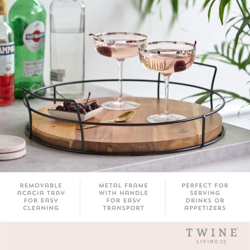 Twine Modern Manor Acacia Cocktail Tray In Brown