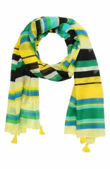 sunny stripe cotton & silk oblong scarf