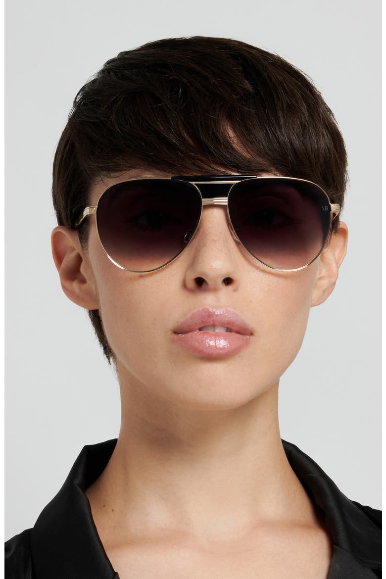 VB 7016/S 60mm Gradient Pilot Sunglasses, Alternate, color, GOLD BLACK/ DARK GREY SF