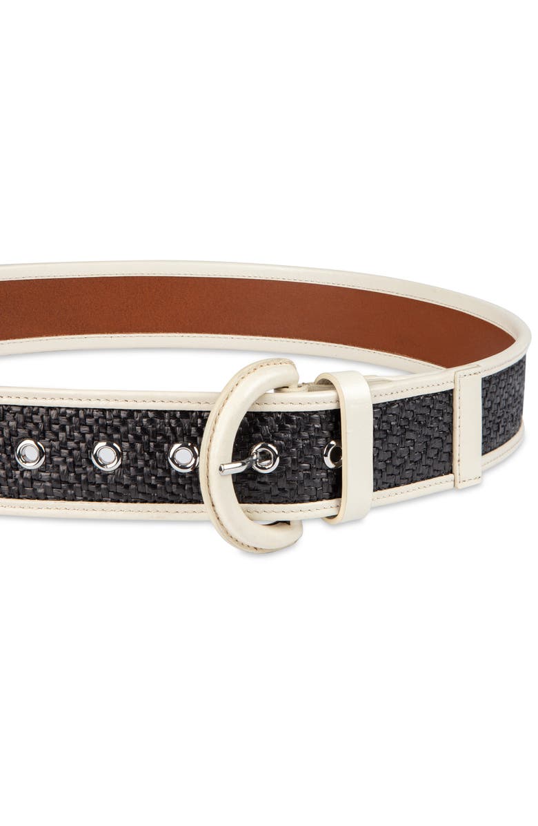 Cole Haan Leather Trim Raffia Belt, Alternate, color, Natural / Black