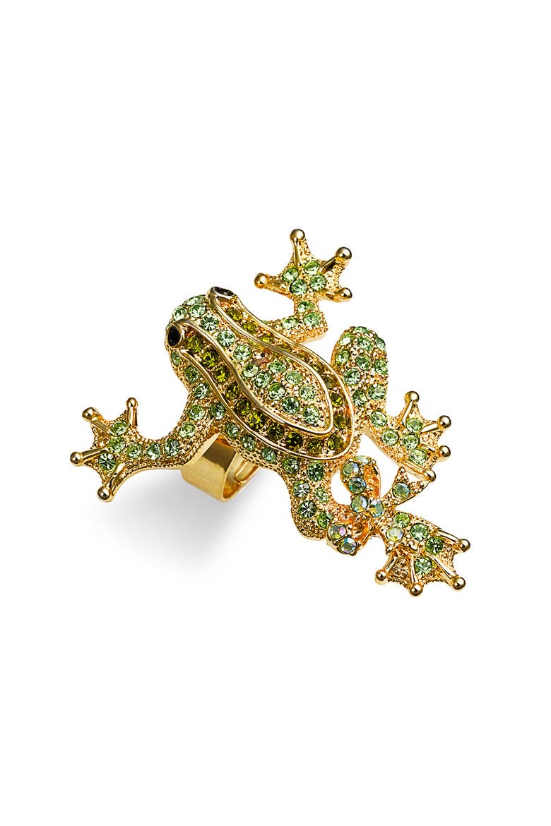 Accessories 'Critters' Frog Crystal Stretch Ring, Main, color, MULTI/ GOLD