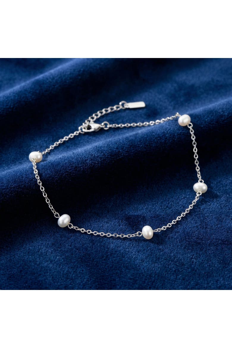 Max Anklet Silver Plated 9.5" 5mm Freshwater Pearls Lobster Clasp, Alternate, color, Silver