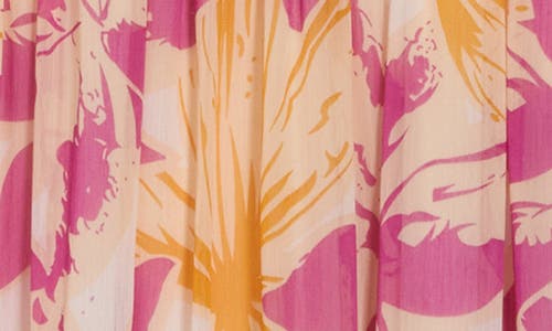 Lush Floral Print Chiffon Midi Dress In Yellow Pink Multi