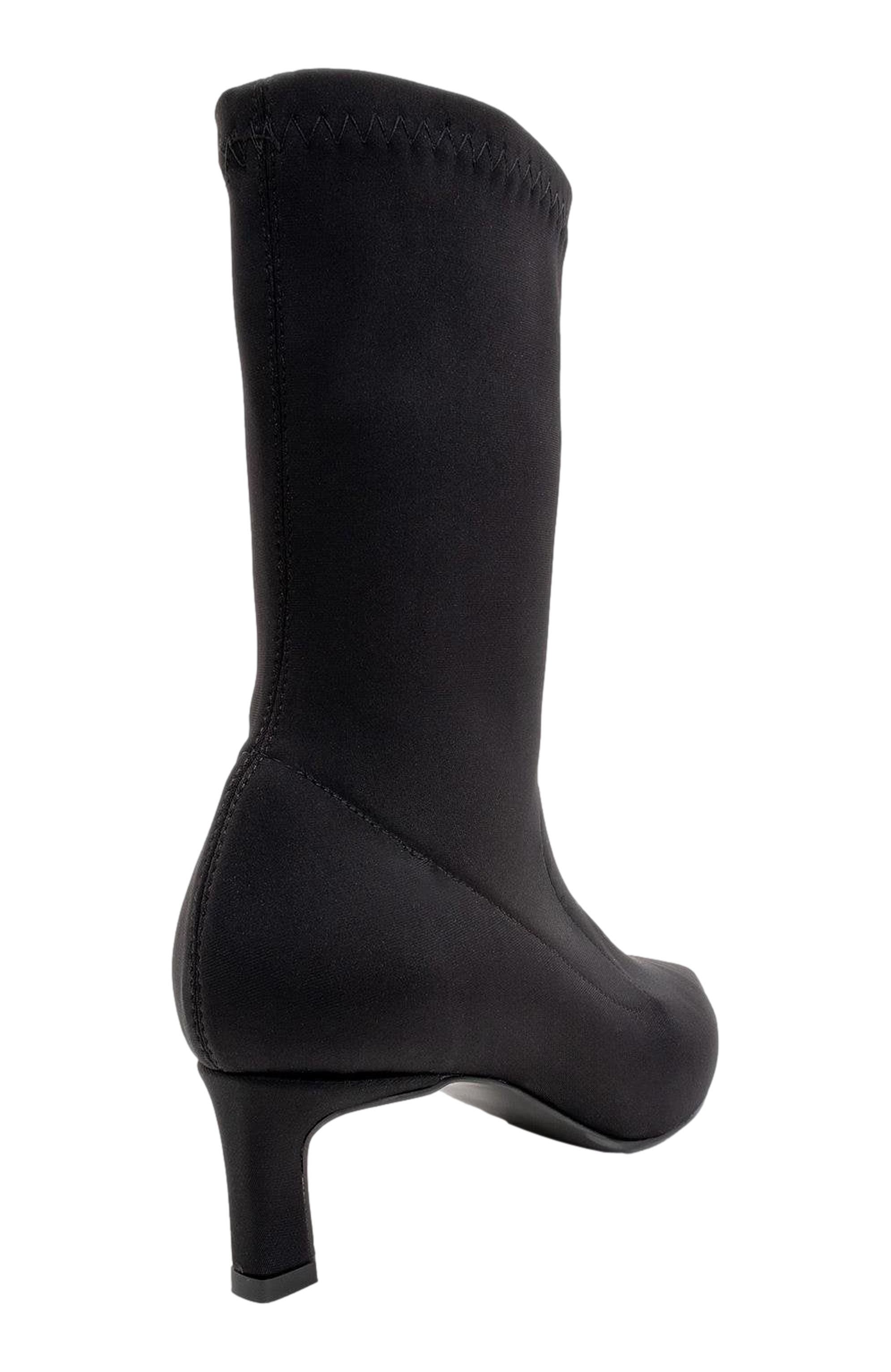 Prologue Shoes Lewin Pointed Toe Stiletto Boot, Alternate, color, Black Faux Stretch Leather