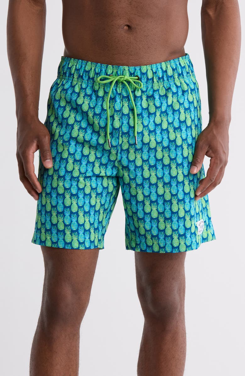 BEACH BROS Gradient Pineapple Swim Trunks, Main, color, 