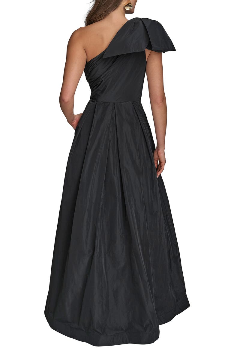 Bow One-Shoulder Gown, Alternate, color, BLACK