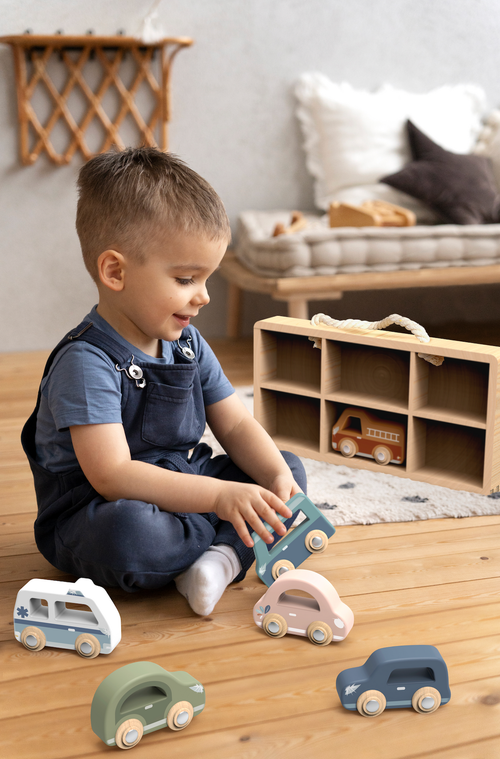 Speedy Monkey Car Display Case W/ 6 Vehicles In Multi