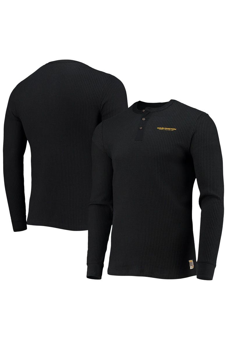 Men's Junk Food Black Washington Football Team Thermal Henley Long Sleeve T-Shirt, Main, color, Black