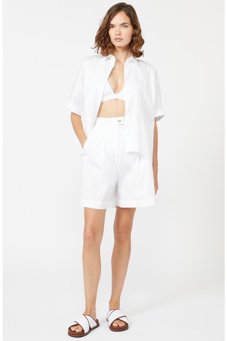 Pittura Short Sleeve Stretch Cotton Blend Cover-Up Shirt, Alternate, color, OPTICAL WHITE