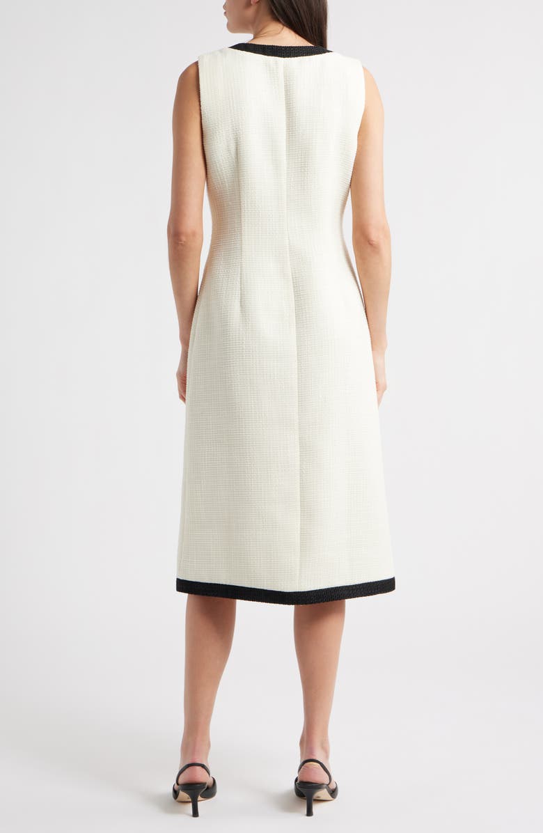 ZOE AND CLAIRE Contrast Trim Sleeveless Tweed Dress, Alternate, color, White