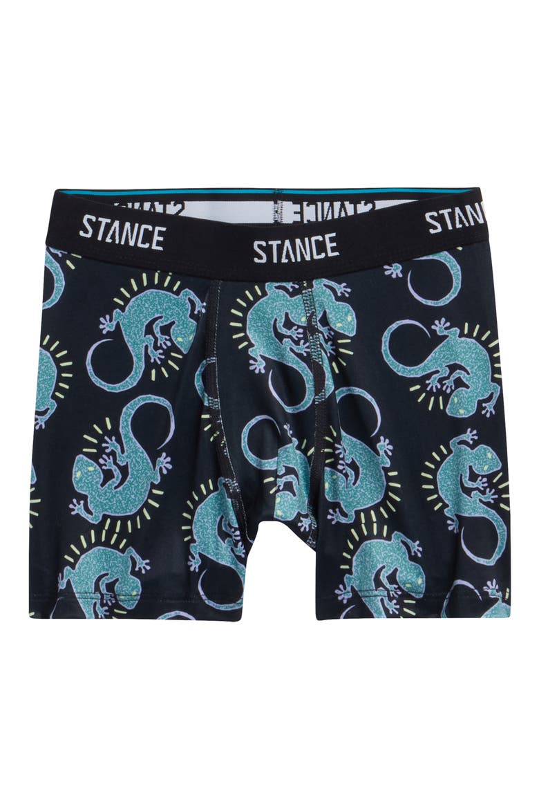 Kids' Gecko Print Boxer Briefs, Main, color, BLACK