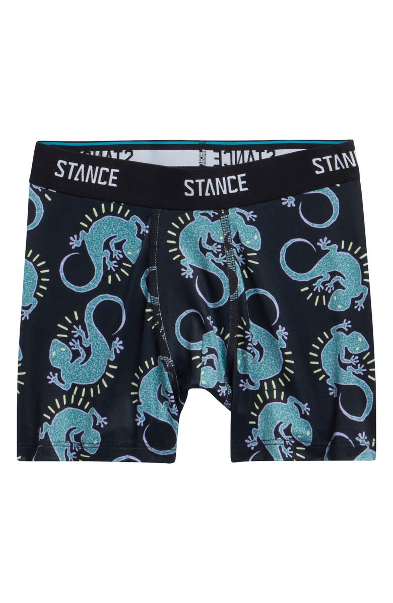 Stance Kids' Gecko Print Boxer Briefs, Main, color, Black