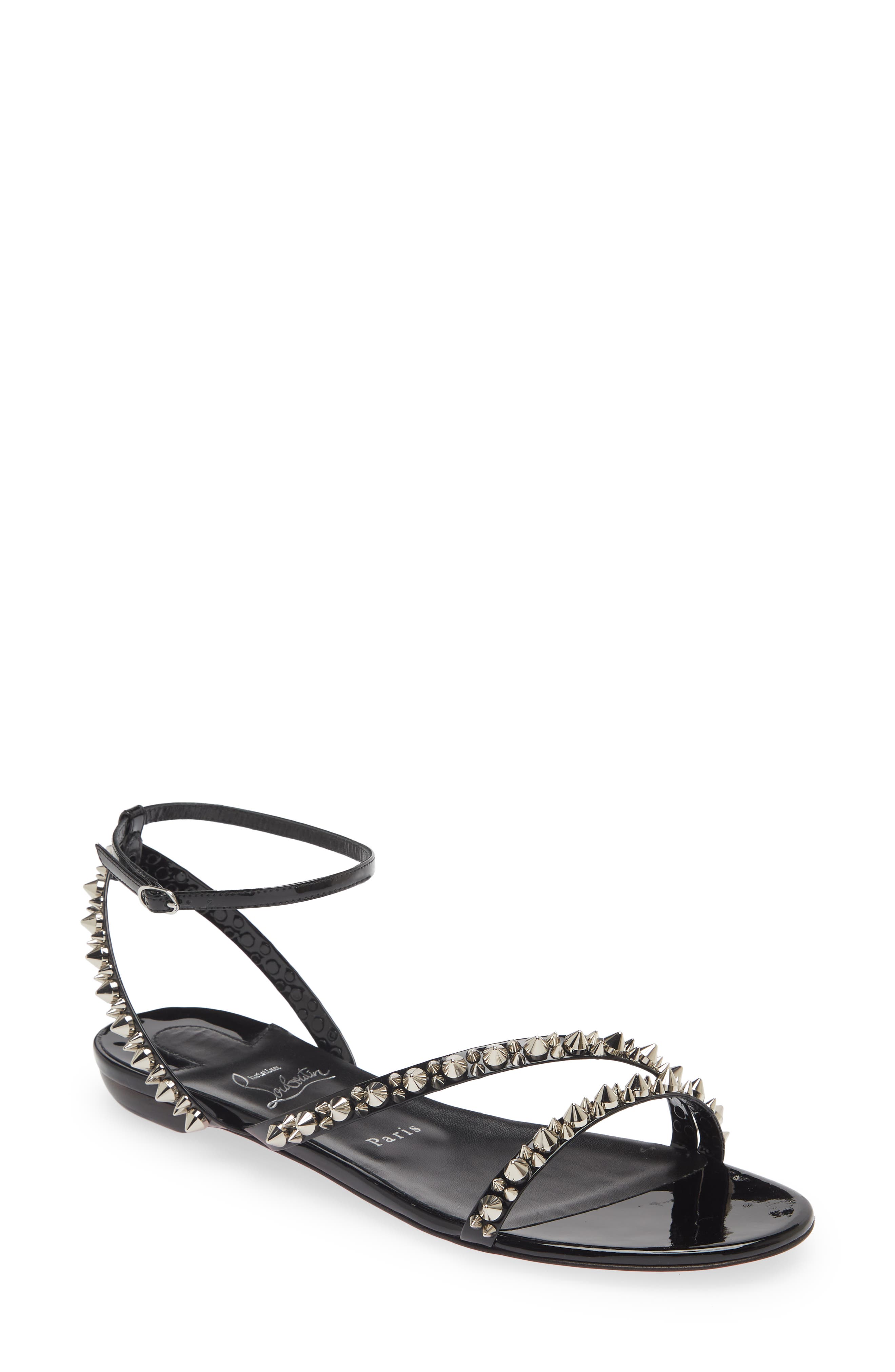 Christian Louboutin Mafaldina Spikes Ankle Strap Sandal, Main, color, 