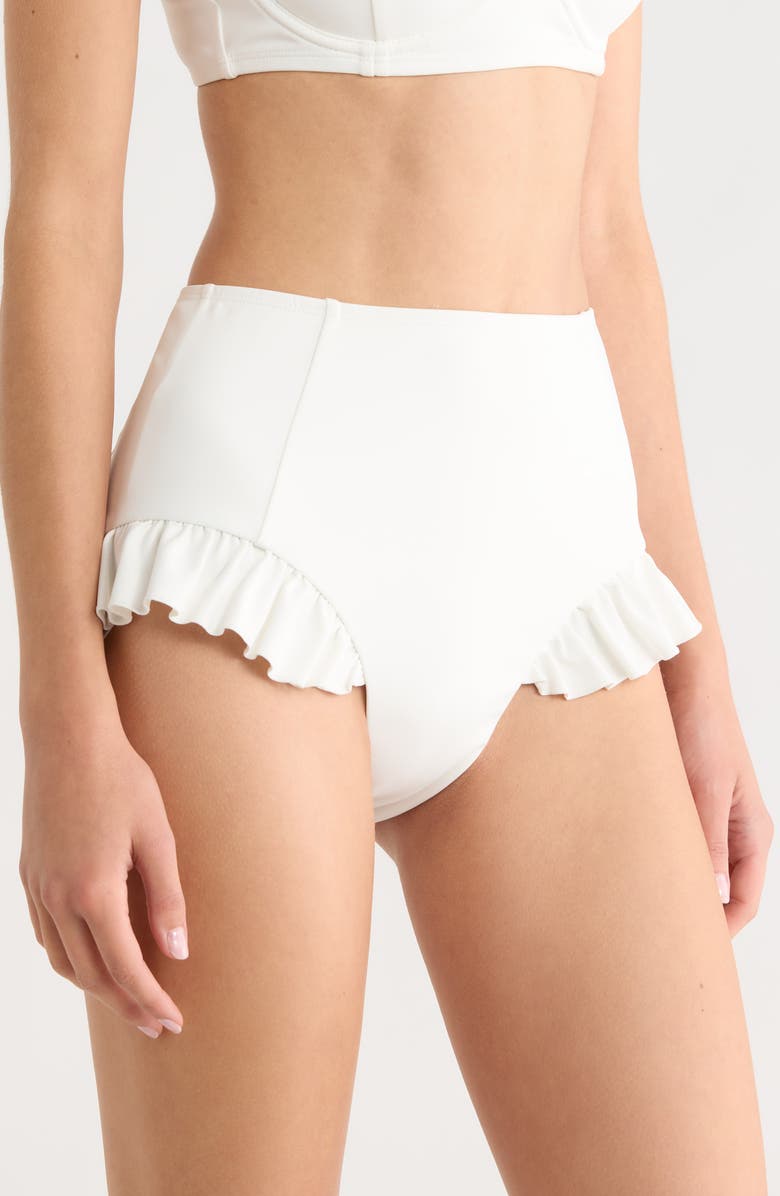 Hutch Ruffle High Waist Bikini Bottoms, Alternate, color,