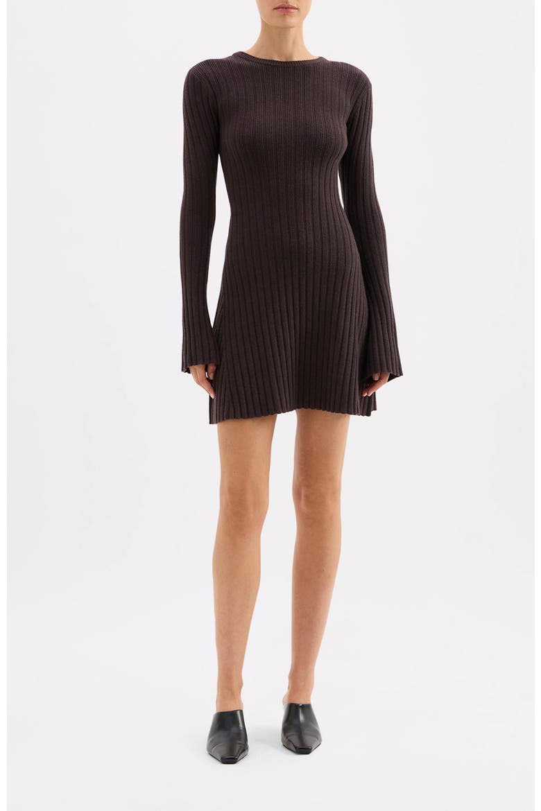 Astrid Knit Mini Dress, Alternate, color, Espresso