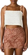 Steve Madden Georgianna Floral Lace Tie Shoulder Crop Top