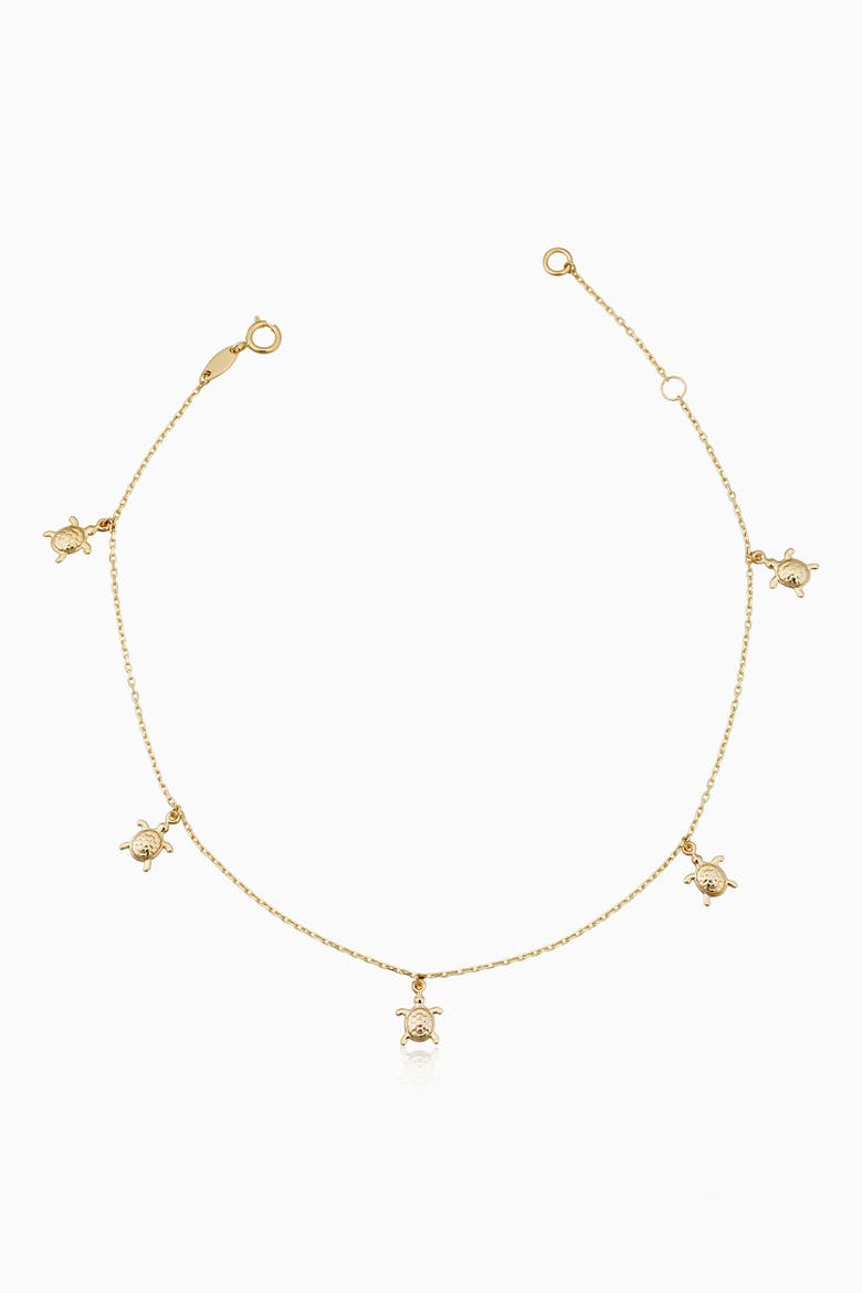 14K Yellow Gold Sea Turtle Anklet, Main, color, Yellow Gold