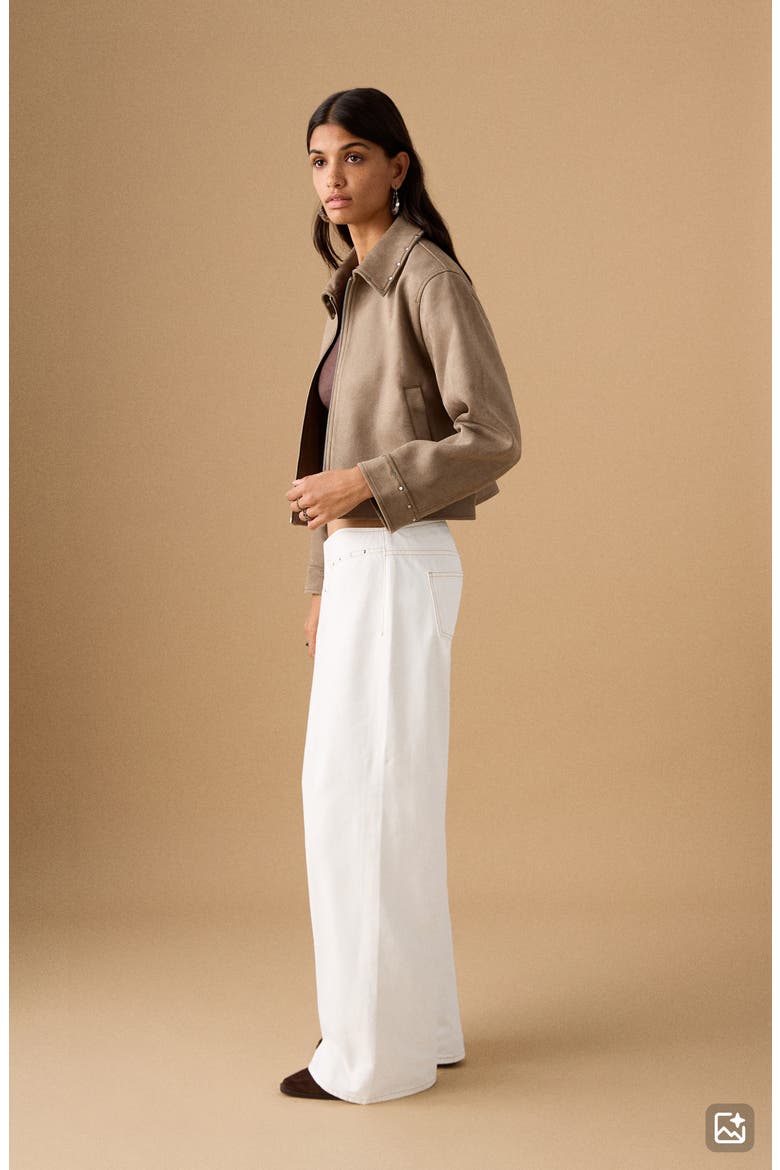 Stud Wide Leg Jeans, Alternate, color, OFF WHITE
