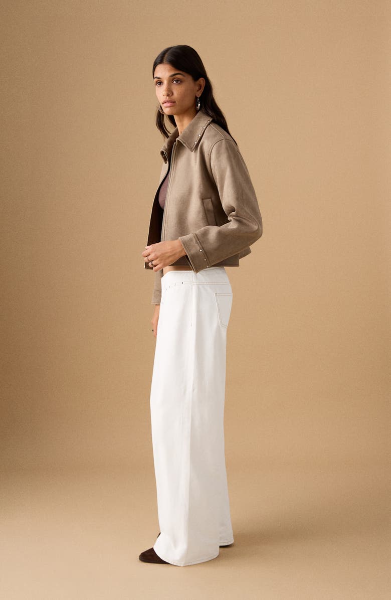 MANGO TEEN Stud Wide Leg Jeans, Alternate, color, Off White