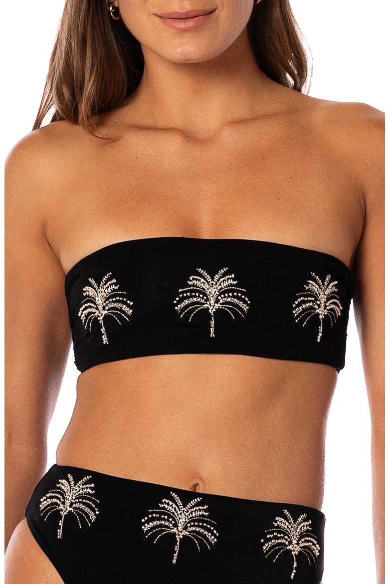 Midnight Palm Bryn Reversible Bikini Top, Alternate, color, BLACK