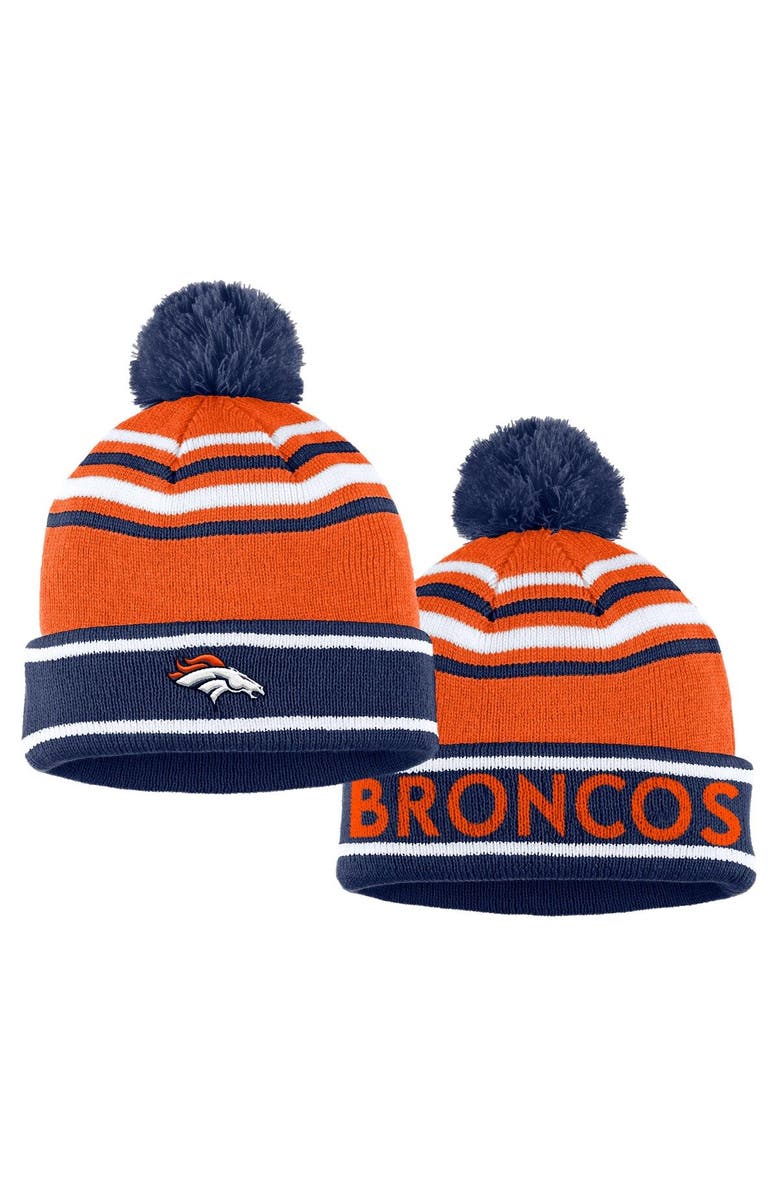 WEAR by Erin Andrews Women's WEAR by Erin Andrews Orange Denver Broncos Colorblock Cuffed Knit Hat with Pom and Scarf Set, Alternate, color, Orange