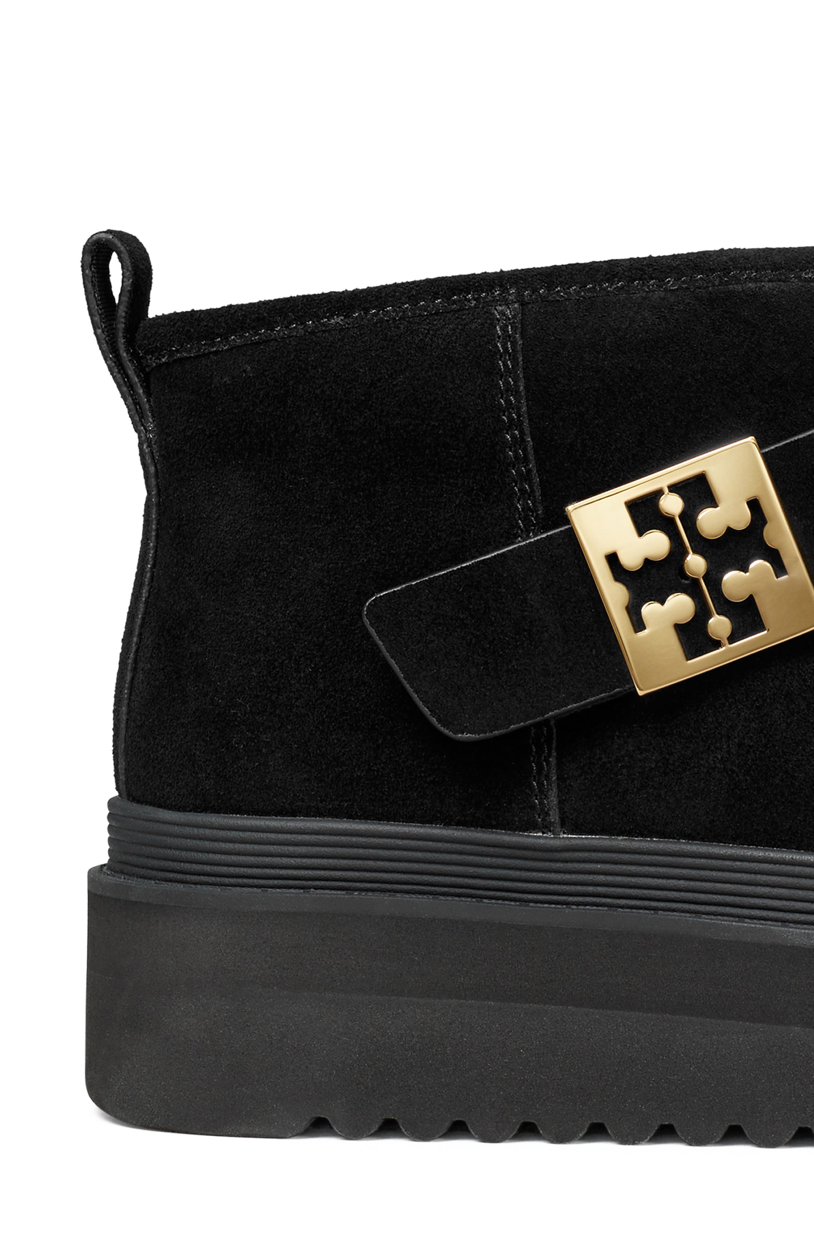 Tory Burch Mellow Genuine Shearling Lined Platform Boot, Alternate, color, Perfect Black / Gold