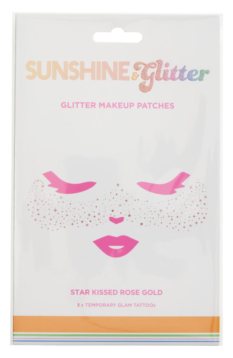 Sunshine & Glitter Kids' Star Kissed Rose Goldtone Temporary Tattoos, Main, color, Rose Gold