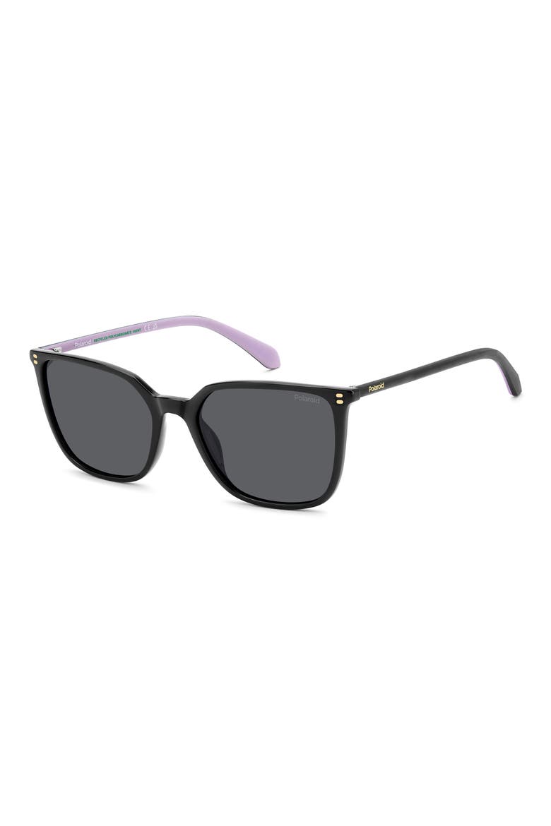 56mm Polarized Square Sunglasses, Alternate, color, BLACK/ GREY PZ