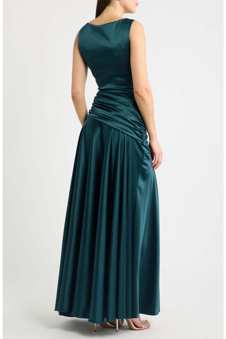 Raula Ruched Satin Gown, Alternate, color, 549E SHERWOOD