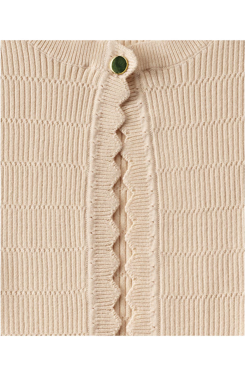 Lands' End Blend Scallop Edge Fitted Cardigan Sweater, Alternate, color, Oatmeal