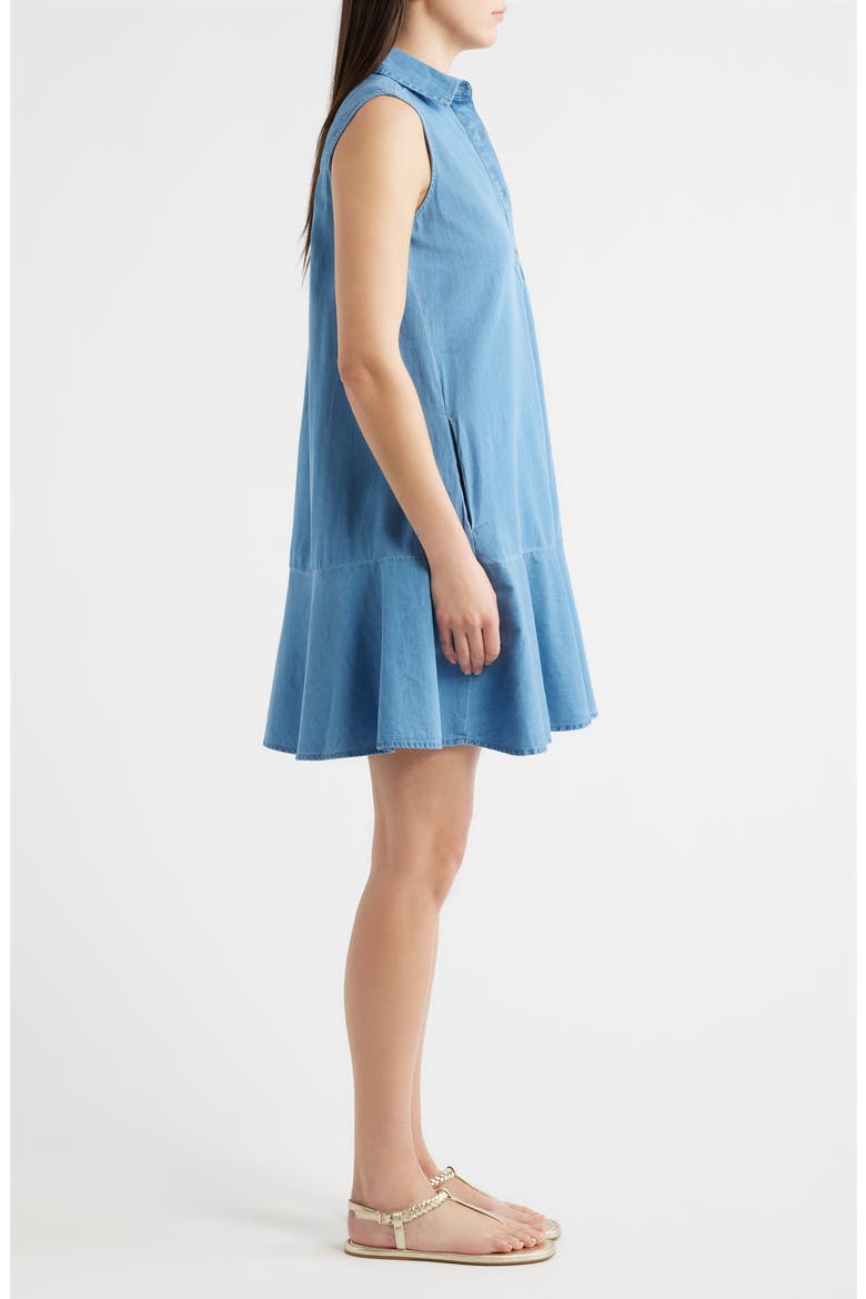 Zurina Sleeveless Cotton Chambray Shirtdress, Alternate, color, MEDIUM WASH
