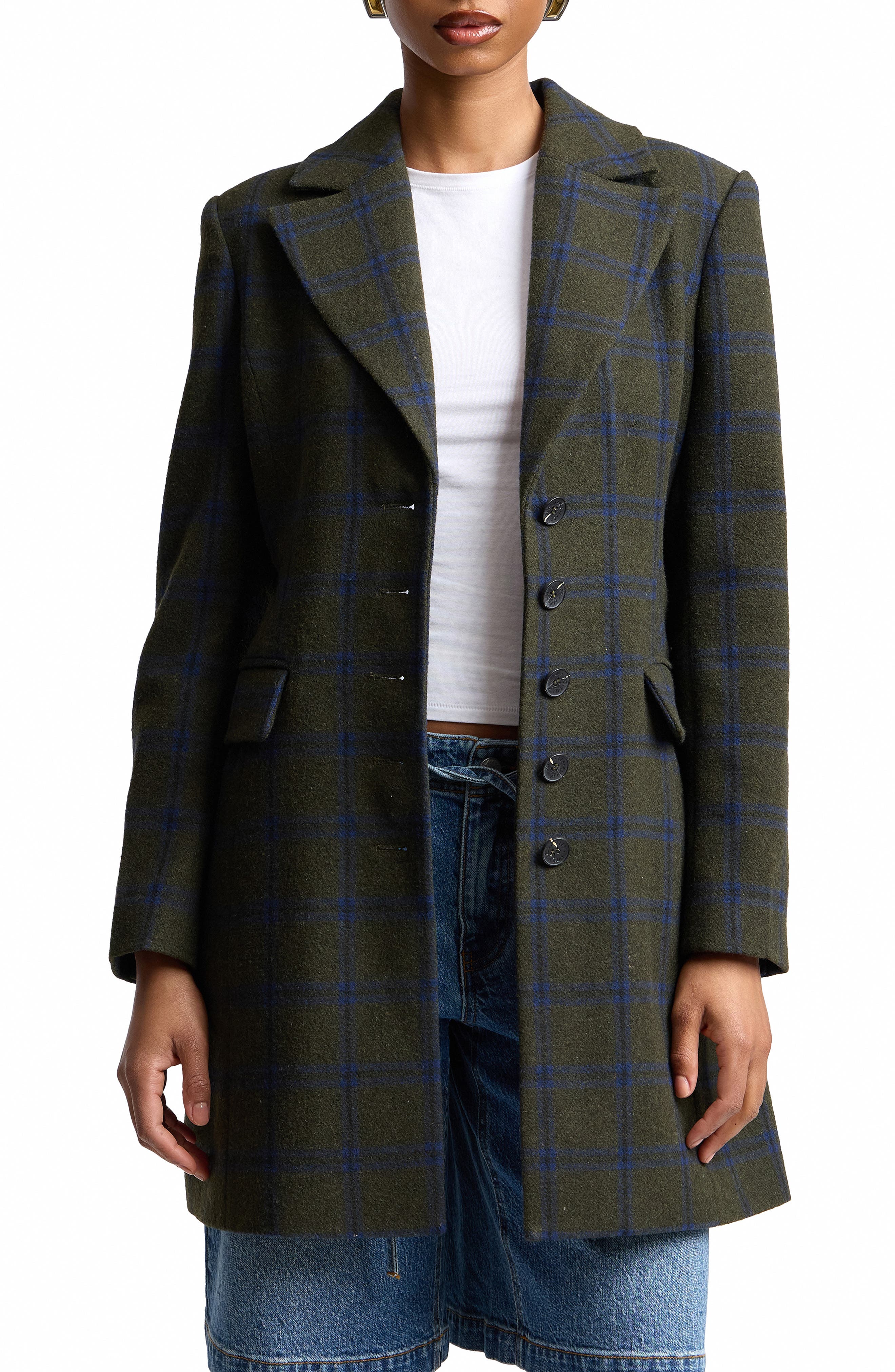 selected OLIVE-BLUE PLAID